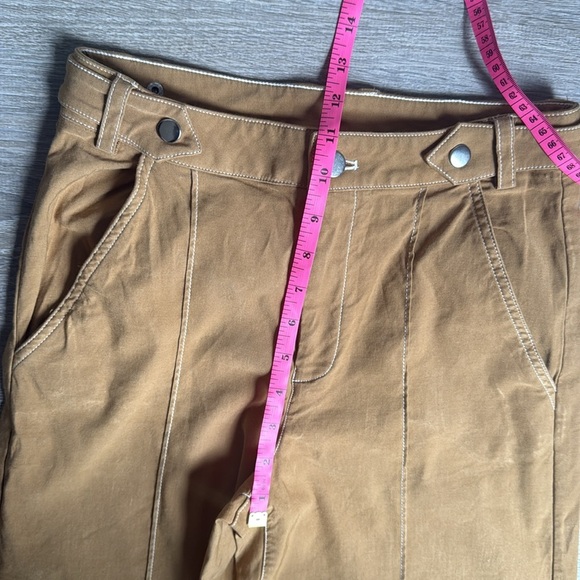 Anthropologie Maeve Linen Cotton Contrast Stitch High-Rise Wide-Leg Pants 2 - Picture 9 of 14